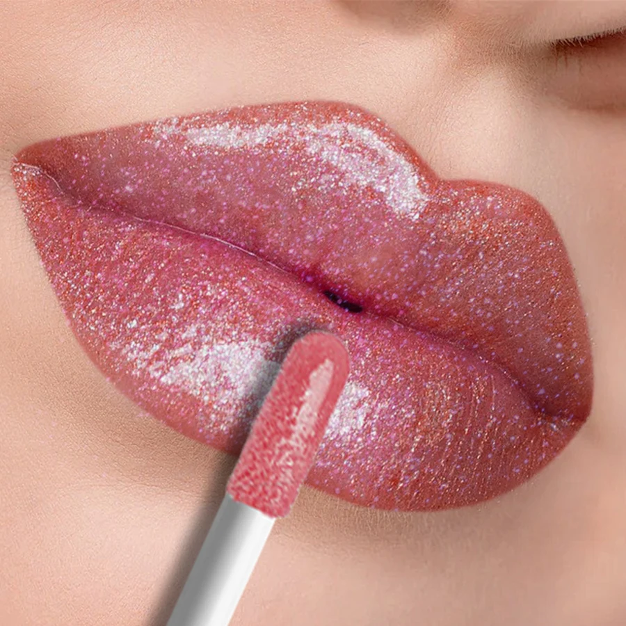 1PC Shimmer Lip Gloss For Fuller Lip Effect, Moisturizing Lip Care Lip Essence Long Lasting Lip Glaze Sexy Lips Makeup Pink Red