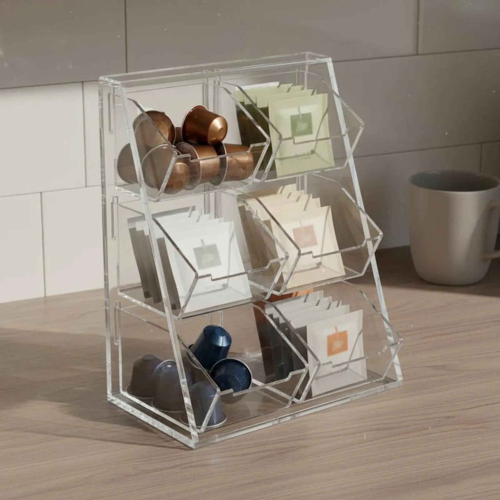 Acrylic Coffee and Tea Organizer Detachable Bins Tea Pouch and Sweetener Packet Organizer Multi-Compartment Storage Box
Acrylic Coffee and Tea Organizer Detachable Bins Tea Pouch and Sweetener Packet Organizer Multi-Compartment Storage Box