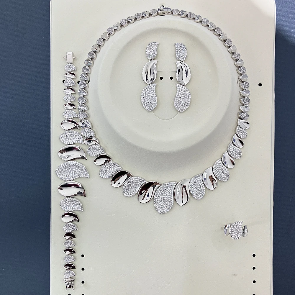 00115 4Pcs Fashion Cubic Zirconia Teardrop Jewelry Set Necklace Bracelet Earrings Ring, Modern Statement Jewelry for Women Brid
00115 4Pcs Fashion Cubic Zirconia Teardrop Jewelry Set Necklace Bracelet Earrings Ring, Modern Statement Jewelry for Women Brid