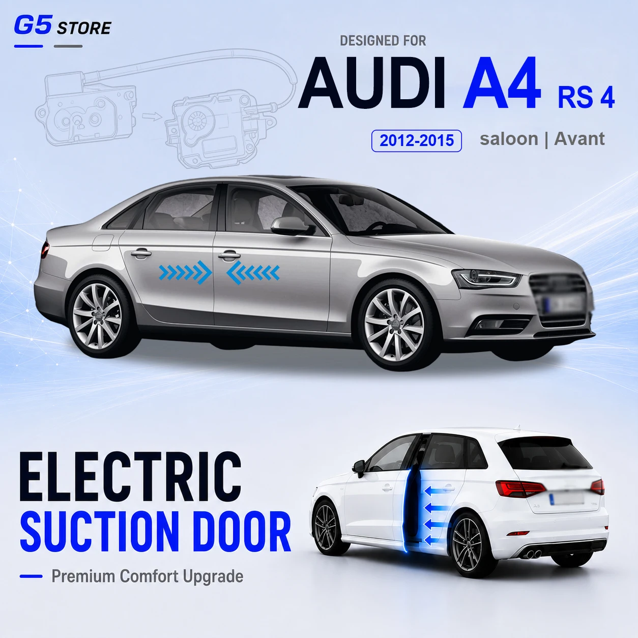 For Audi A4 RS 4 B8 8K Facelift 2012-2015 Car Electric Suction Door Power-assisted Closing Door Soft-close Function
For Audi A4 RS 4 B8 8K Facelift 2012-2015 Car Electric Suction Door Power-assisted Closing Door Soft-close Function