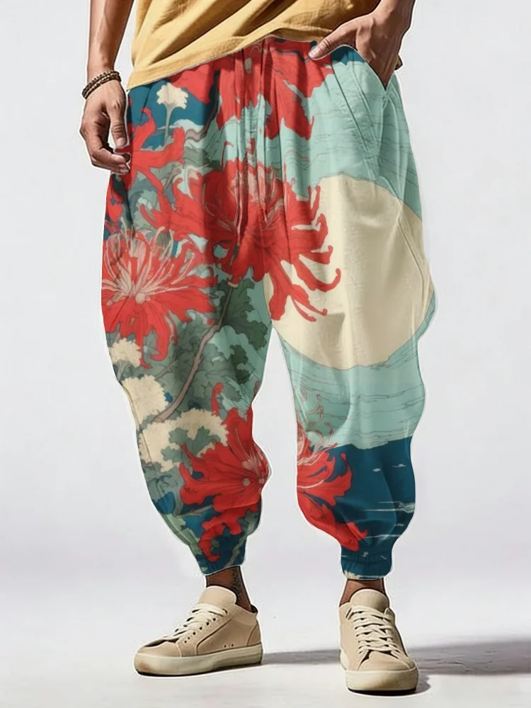 Ukiyo-e Pine Tree Print Harem Pants Men Elastic Waist Casual Joggers with Japanese Traditional Art Loose Fit Streetwear Trousers
Ukiyo-e Pine Tree Print Harem Pants Men Elastic Waist Casual Joggers with Japanese Traditional Art Loose Fit Streetwear Trousers