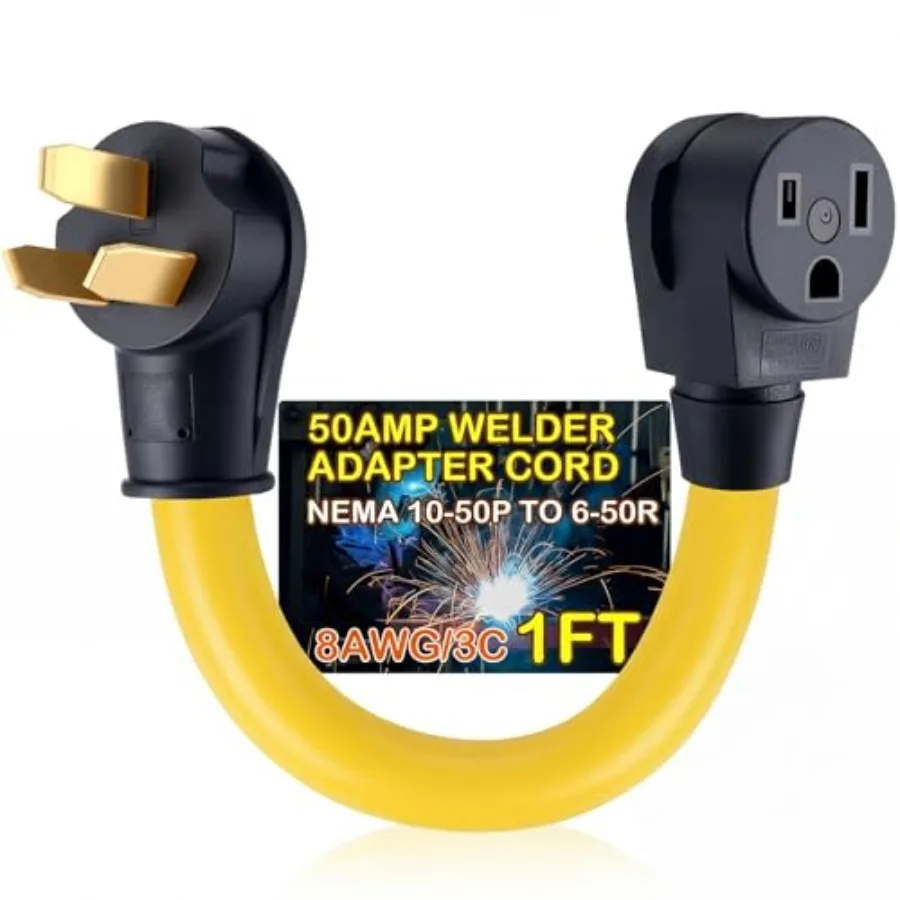 NEMA 10-50P to 6-50R 50amp Welder Adapter Cord, 3 Prong Range Stove Oven to Welder Plasma Cutter Adapter with Ergonomic Handle
NEMA 10-50P to 6-50R 50amp Welder Adapter Cord, 3 Prong Range Stove Oven to Welder Plasma Cutter Adapter with Ergonomic Handle