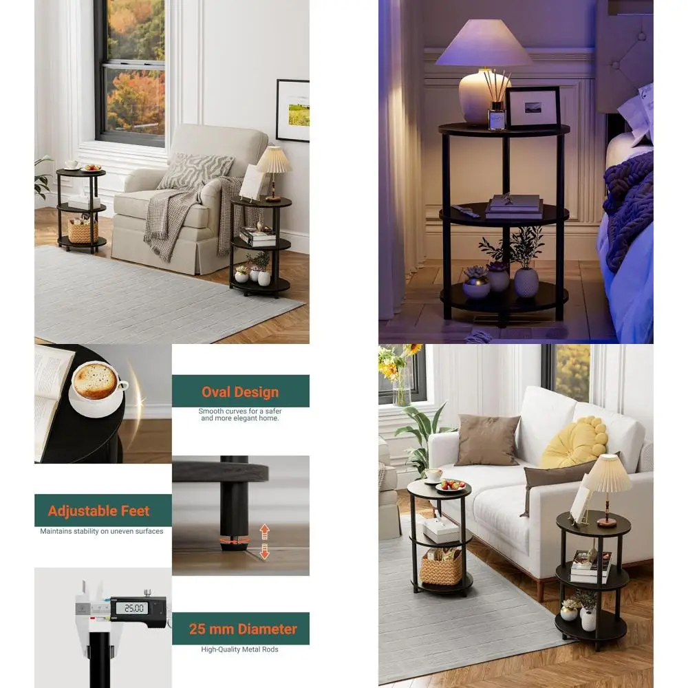 Compact 3-Tier Oval Accent Table Set, Rustic Wood & Metal, Ideal for Small Spaces, Bedroom or Living Room
Compact 3-Tier Oval Accent Table Set, Rustic Wood & Metal, Ideal for Small Spaces, Bedroom or Living Room