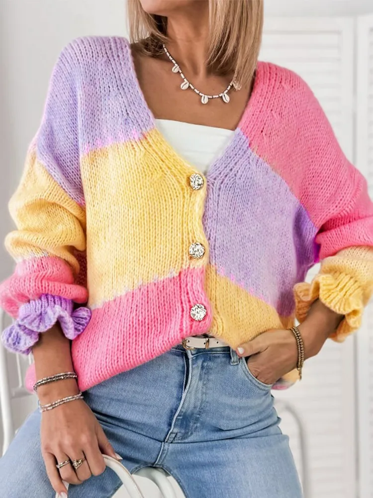 Stripe Knitted Cardigan Women 2025 Autumn Winter V-neck Single Breasted Long Sleeve Tops Fashion Casual Chic Female Sweaters
Stripe Knitted Cardigan Women 2025 Autumn Winter V-neck Single Breasted Long Sleeve Tops Fashion Casual Chic Female Sweaters