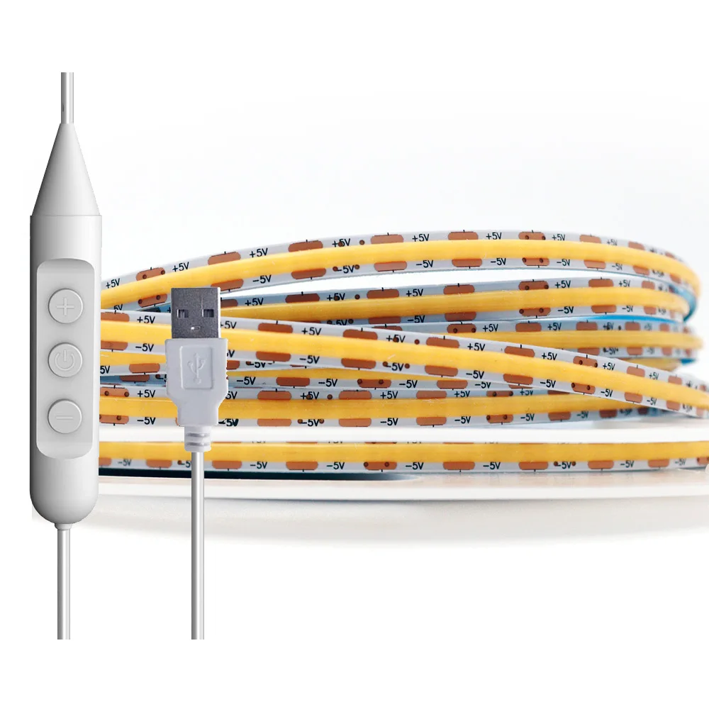 DC5V USB COB LED Light Strip Linear Dimmable 8mm 480leds/m RA90 Flexible 3000K 4000K 6000K Red Blue Green
DC5V USB COB LED Light Strip Linear Dimmable 8mm 480leds/m RA90 Flexible 3000K 4000K 6000K Red Blue Green