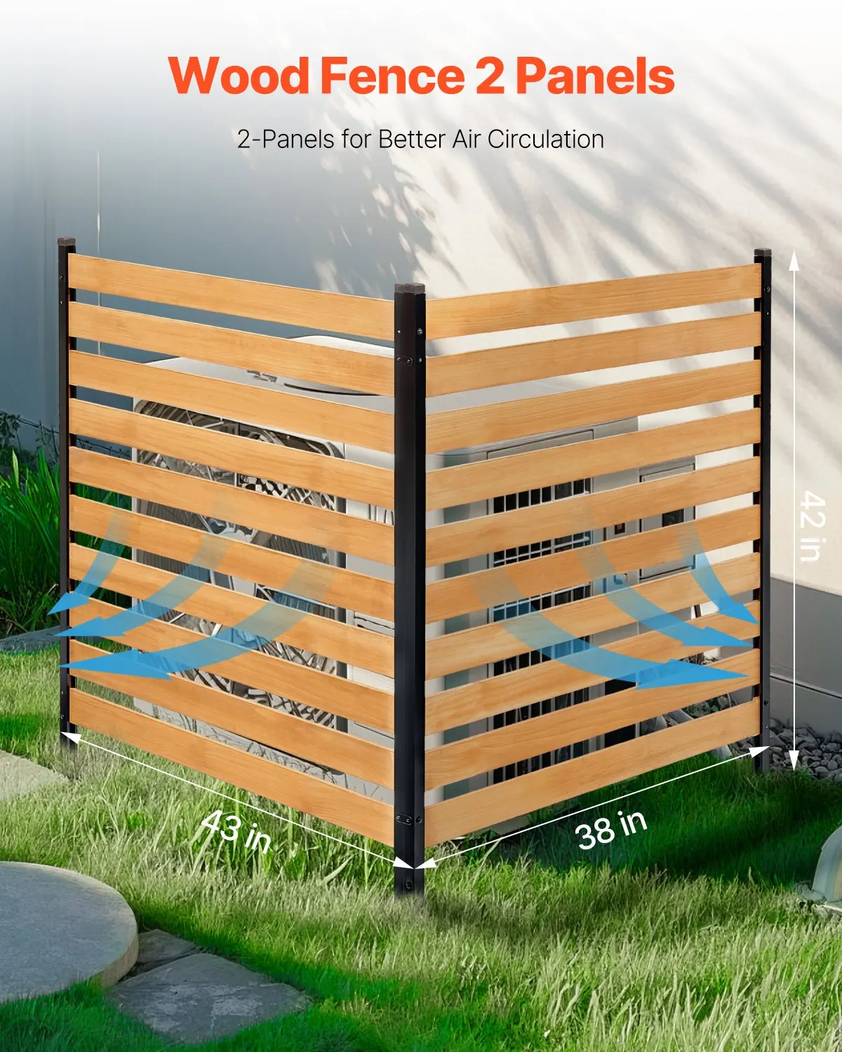 Wood Privacy Fence 2 Panels Slatted Air Conditioner Fence 38' W X 42' L
Wood Privacy Fence 2 Panels Slatted Air Conditioner Fence 38' W X 42' L