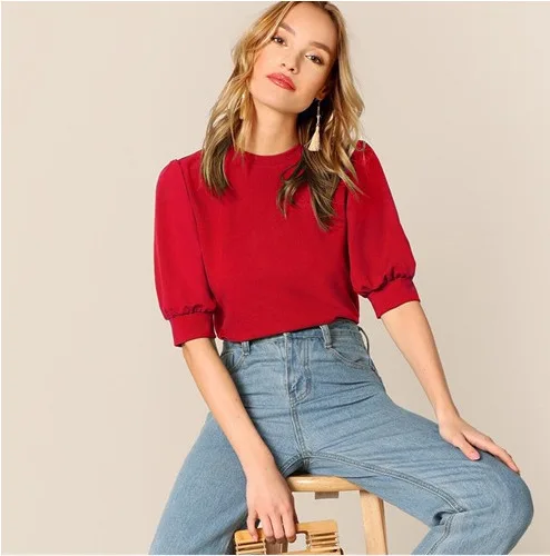 New 2025 Women's T-shirt O-neck Lantern Short Sleeve Simple Fashion Top Pullover Basic Solid Color Office Tees
New 2025 Women's T-shirt O-neck Lantern Short Sleeve Simple Fashion Top Pullover Basic Solid Color Office Tees