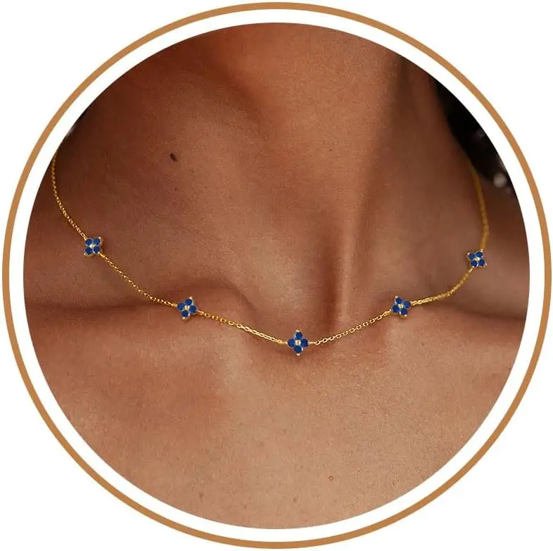 Delicate Clover Birthstone Layered Necklace Non Tarnish 14K Gold Plated Flower Choker Gift for Women
Delicate Clover Birthstone Layered Necklace Non Tarnish 14K Gold Plated Flower Choker Gift for Women