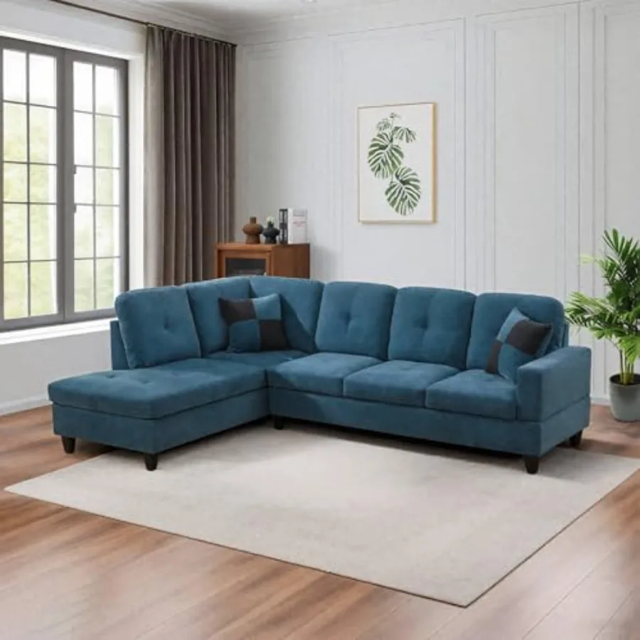 Sectional Sofa Couch with Left Chaise, Flannel L Shaped Couches for Living Room, Office, Apartments, Small Space, Blue
Sectional Sofa Couch with Left Chaise, Flannel L Shaped Couches for Living Room, Office, Apartments, Small Space, Blue