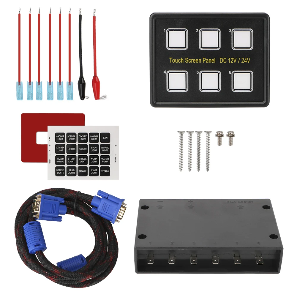 Панель управления для автомобиля, лодки, каравана, тонкая, сенсорная, с водонепроницаемыми автоматическими выключателями, 6 кнопок, светодиодная подсветка
Панель управления для автомобиля, лодки, каравана, тонкая, сенсорная, с водонепроницаемыми автоматическими выключателями, 6 кнопок, светодиодная подсветка