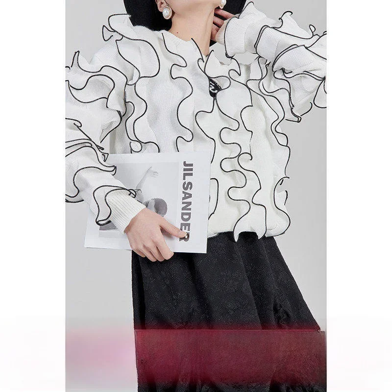 White Thin Knitted Sweater for Women Original Design Lace Trim Outerwear Korean Sle Overhead Long Sve Regular Fit
White Thin Knitted Sweater for Women Original Design Lace Trim Outerwear Korean Sle Overhead Long Sve Regular Fit