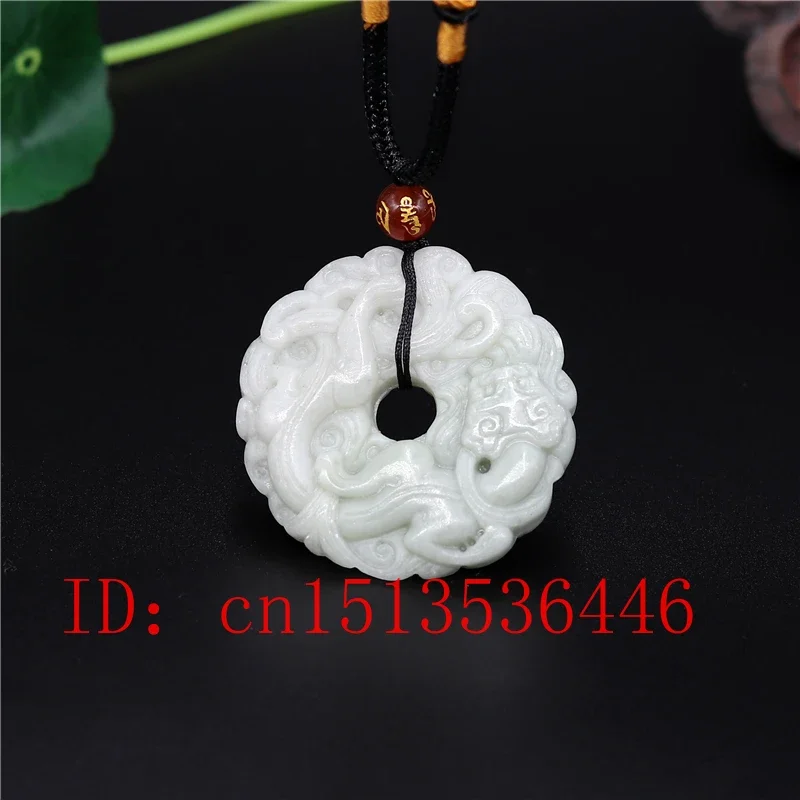 Natural Chinese Round Dragon Jade Pendant White Green Necklace Charm Jewellery Fashion Double-sided Carved Man Woman Amulet
Natural Chinese Round Dragon Jade Pendant White Green Necklace Charm Jewellery Fashion Double-sided Carved Man Woman Amulet