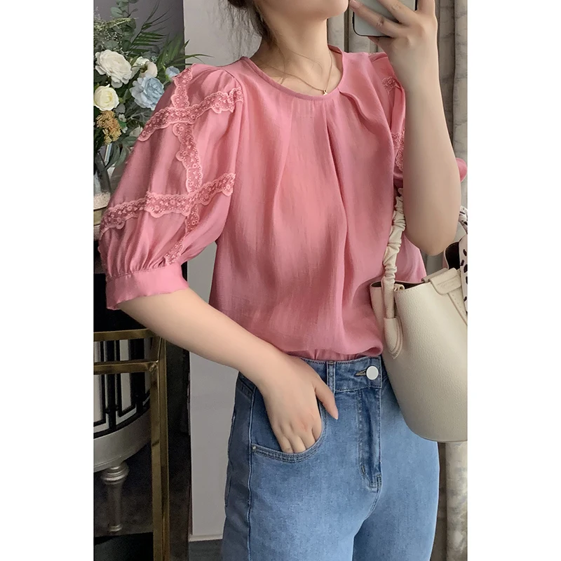 Летний топ Xuanxuan с кружевными вставками, однотонный пуловер, модный дизайн
Летний топ Xuanxuan с кружевными вставками, однотонный пуловер, модный дизайн