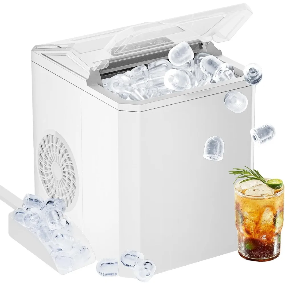 Countertop Ice Maker, Portable Ice Machine Self-Cleaning, 9 Cubes in 6 Mins, 26 lbs/24Hrs,2 Sizes of Bullet Ice for Home Party
Countertop Ice Maker, Portable Ice Machine Self-Cleaning, 9 Cubes in 6 Mins, 26 lbs/24Hrs,2 Sizes of Bullet Ice for Home Party