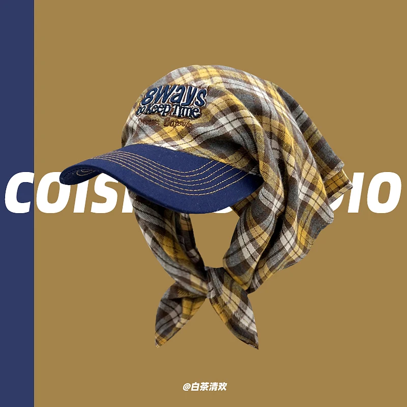 Japanese Color Matching Plaid Strap Headscarf Hat Men and Women Summer Letter Embroidery Street Trend Sunshade Sun Cap Gorras
Japanese Color Matching Plaid Strap Headscarf Hat Men and Women Summer Letter Embroidery Street Trend Sunshade Sun Cap Gorras