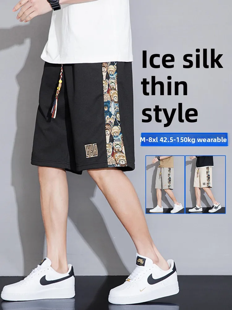 Мужские летние шорты больших размеров из ледяного шелка, свободного кроя, с принтом, прямые, средней длины, с завышенной талией, модные повседневные шорты
Мужские летние шорты больших размеров из ледяного шелка, свободного кроя, с принтом, прямые, средней длины, с завышенной талией, модные повседневные шорты