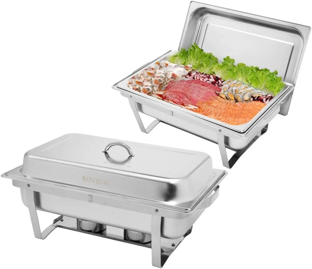 ROVSUN 8 Qt 2 Pack Full Size Stainless Steel Chafing Dishes Buffet Set, NSF Silver Rectangular Catering Chafer Warmer Set
ROVSUN 8 Qt 2 Pack Full Size Stainless Steel Chafing Dishes Buffet Set, NSF Silver Rectangular Catering Chafer Warmer Set