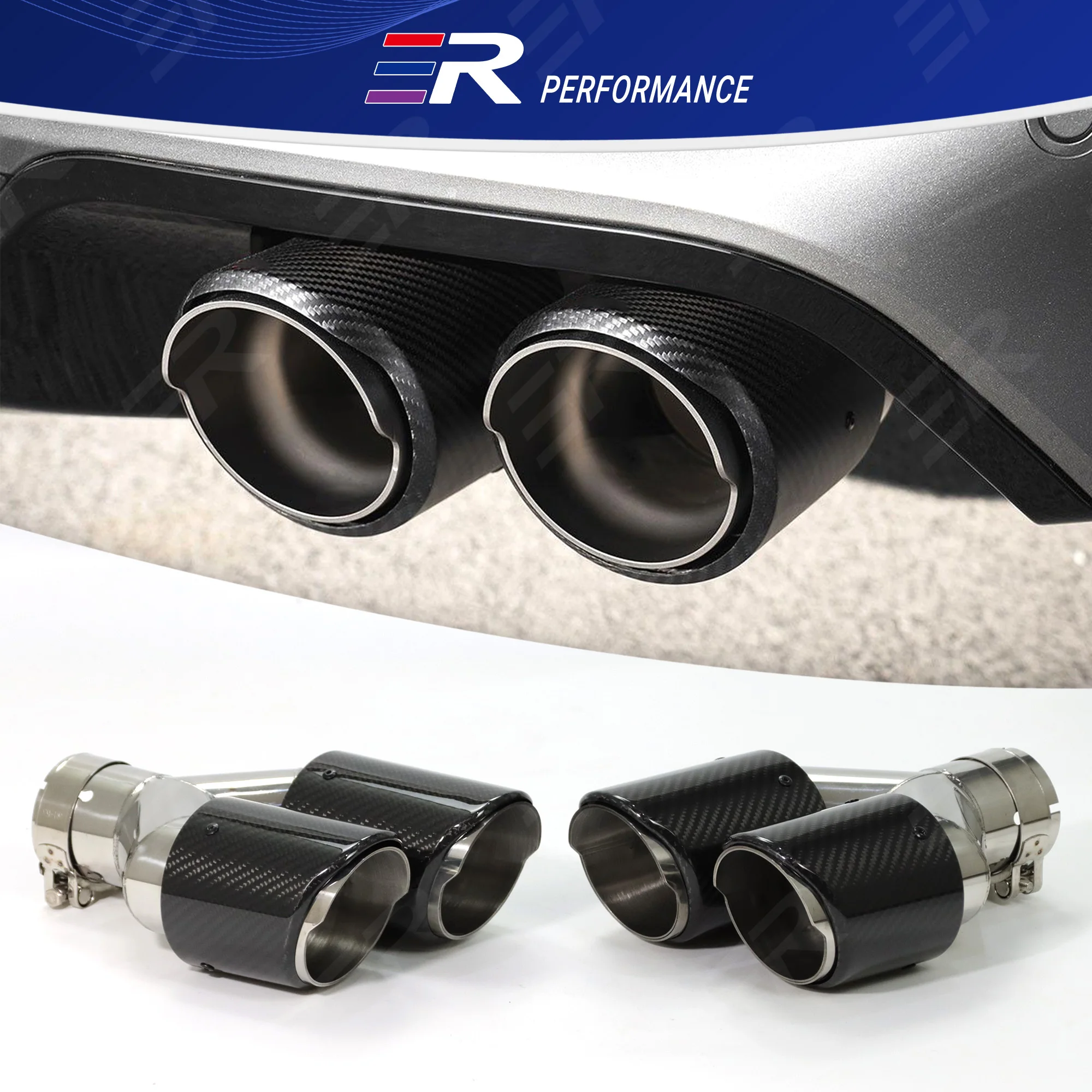 ER Universal Exhaust Tips cars accessories Glossy Carbon Fiber Stainless steel Dual Outlet for automotive Muffler pipe Modify
ER Universal Exhaust Tips cars accessories Glossy Carbon Fiber Stainless steel Dual Outlet for automotive Muffler pipe Modify