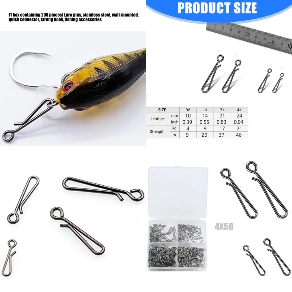 R6FE Pack Of 200 Stainless Quick Connector Fishing Clip 4 Size Rustproof for Freshwater Saltwater Lures Tackle
R6FE Pack Of 200 Stainless Quick Connector Fishing Clip 4 Size Rustproof for Freshwater Saltwater Lures Tackle