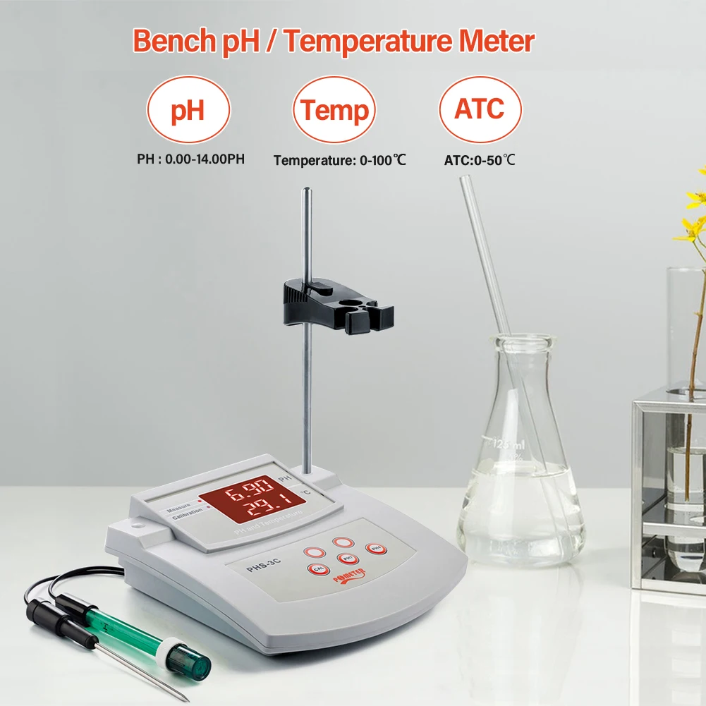 PHS-3C 2 In 1 Water Quality Analyzer PH/Temp PH Tester Desktop Automatic Calibration Acidity Meter for Laboratory Aquarium Pool
PHS-3C 2 In 1 Water Quality Analyzer PH/Temp PH Tester Desktop Automatic Calibration Acidity Meter for Laboratory Aquarium Pool