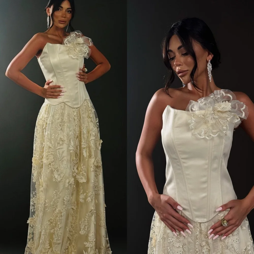 Customized Luxury Strapless Sleeveless Evening Dress High Quality Satin Prom Dresses Temperament Flowers Bridal Party Gowns
Customized Luxury Strapless Sleeveless Evening Dress High Quality Satin Prom Dresses Temperament Flowers Bridal Party Gowns