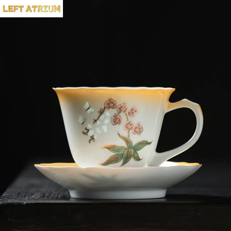 Exquisite Coffee Cup High-end Delicate Handle Cup and Saucer Set Home Ceramic Afternoon Tea Mug
Exquisite Coffee Cup High-end Delicate Handle Cup and Saucer Set Home Ceramic Afternoon Tea Mug