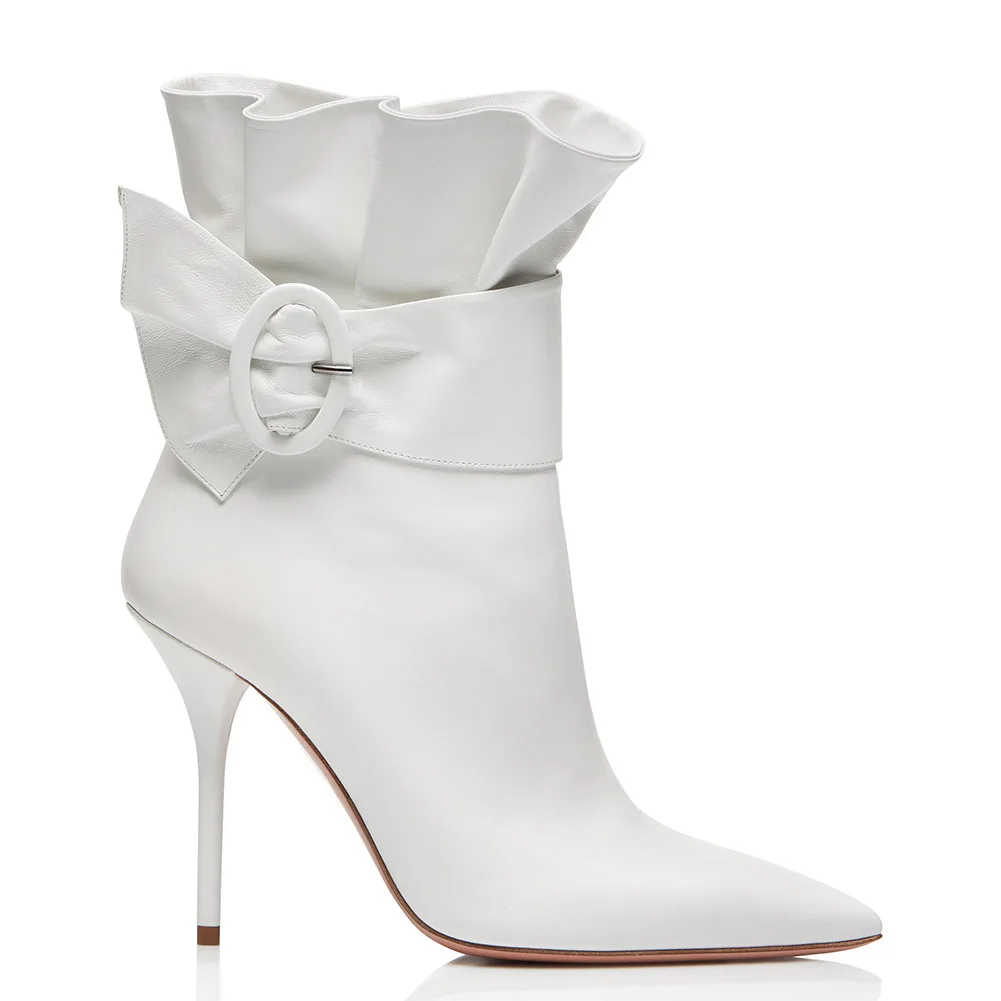 New Designer Women Fashion Pointed Toe Leather Ruffle Short Boots High Heels Italian Style Brand Ankle Boots Zapatillas Mujer
New Designer Women Fashion Pointed Toe Leather Ruffle Short Boots High Heels Italian Style Brand Ankle Boots Zapatillas Mujer