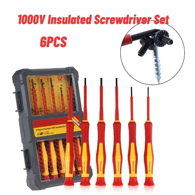 6PCS 1000V Insulated Screwdriver Set Magnetic Tip Electrician Repair Tool Cross Insulated Screwdriver For Watch Repairs
6PCS 1000V Insulated Screwdriver Set Magnetic Tip Electrician Repair Tool Cross Insulated Screwdriver For Watch Repairs