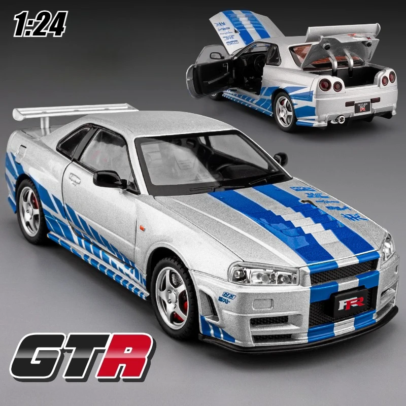 1:24 GTR R34 Sports Car Model Alloy Diecast Metal Toy Collection Simulation Sound Light Toy Car For Children Gift
1:24 GTR R34 Sports Car Model Alloy Diecast Metal Toy Collection Simulation Sound Light Toy Car For Children Gift