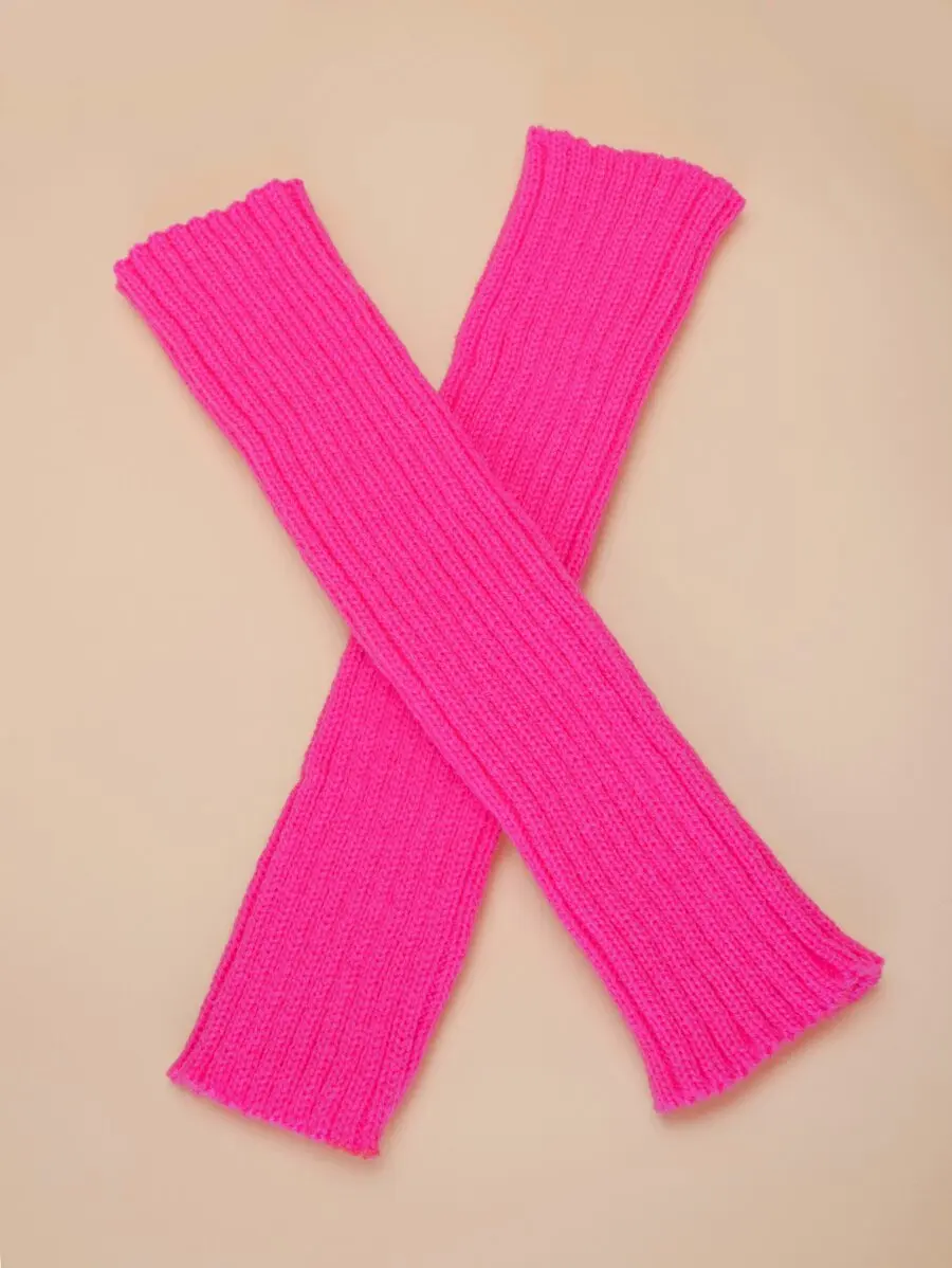 One Pair Solid Knit Fingerless Arm Warmers Neon Pink Winter Accessories
One Pair Solid Knit Fingerless Arm Warmers Neon Pink Winter Accessories