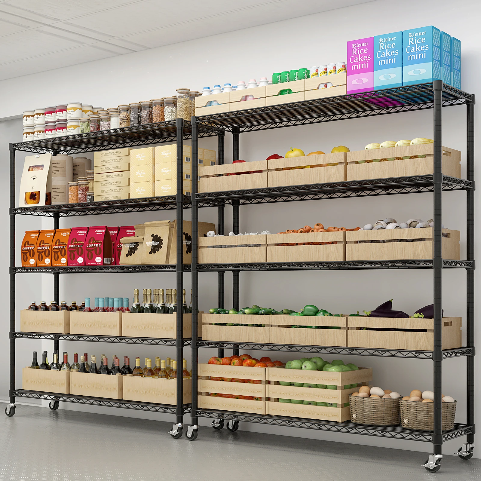 Heavy Duty Storage Shelves 59.06" W Wire Shelving Unit with Wheels 3125LBS NSF Metal Shelves for Storage Adjustable Garage Storage Rack Pantry Shelf Commercial Shelving, 74.02" H X 59.06''W X 17.72
Heavy Duty Storage Shelves 59.06" W Wire Shelving Unit with Wheels 3125LBS NSF Metal Shelves for Storage Adjustable Garage Storage Rack Pantry Shelf Commercial Shelving, 74.02" H X 59.06''W X 17.72