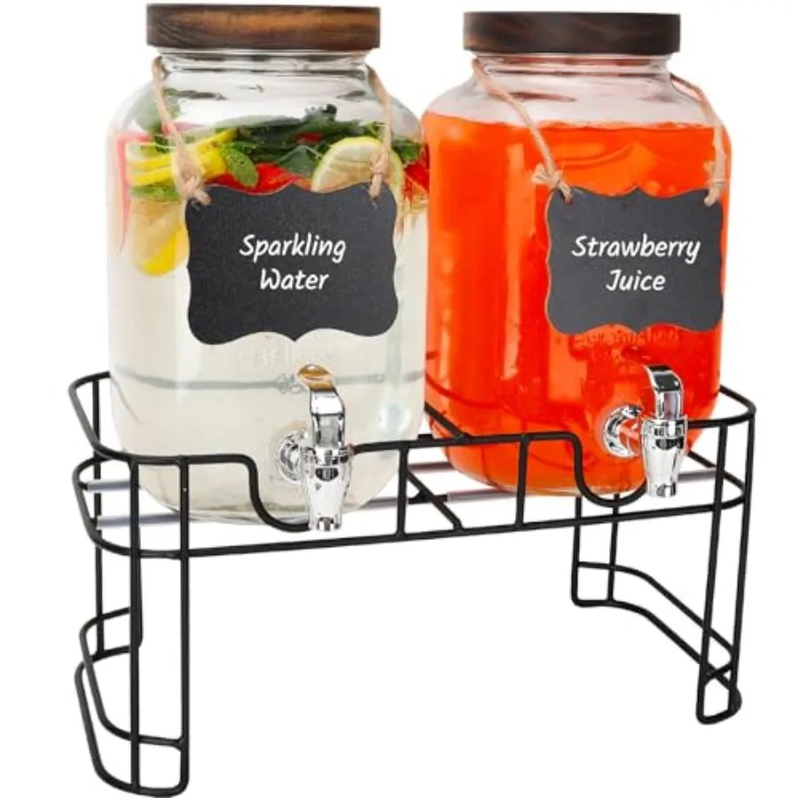 Glass Drink Dispensers For Parties, 2 PACK Beverage Dispenser, Metal Stand And Spigot 100% Leak proof. Lemonade Dispenser With
Glass Drink Dispensers For Parties, 2 PACK Beverage Dispenser, Metal Stand And Spigot 100% Leak proof. Lemonade Dispenser With