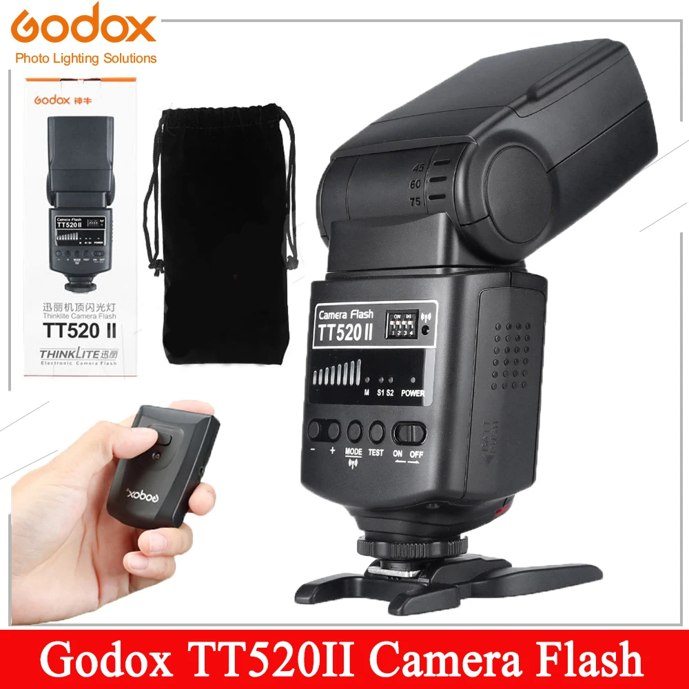 Godox Camera Flash TT520II with Build-in 433MHz Wireless Signal for Canon Nikon Pentax Olympus DSLR Cameras
Godox Camera Flash TT520II with Build-in 433MHz Wireless Signal for Canon Nikon Pentax Olympus DSLR Cameras