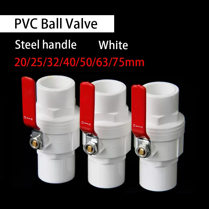 1-5PCS 20/25/32/40/50/63/75mm Steel Handle White PVC Ball Valve Pipe Socket Ball Valve Aquarium Fish Tank Connectors Fittings
1-5PCS 20/25/32/40/50/63/75mm Steel Handle White PVC Ball Valve Pipe Socket Ball Valve Aquarium Fish Tank Connectors Fittings