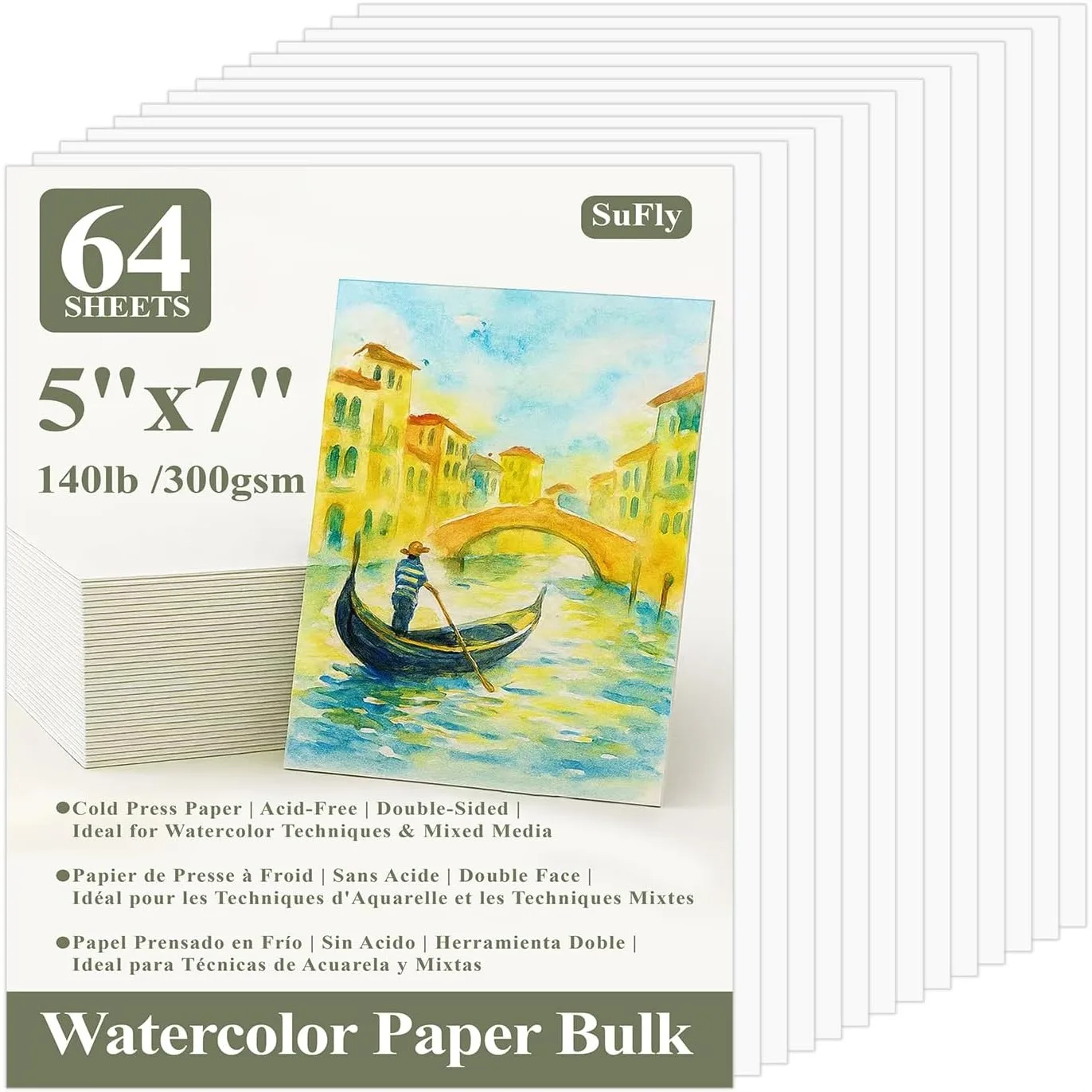 Watercolor Paper Pad 5x7" 64 Sheets 140lb Cold Press for Kids Artists, White Painting Paper for Watercolor Acrylic
Watercolor Paper Pad 5x7" 64 Sheets 140lb Cold Press for Kids Artists, White Painting Paper for Watercolor Acrylic