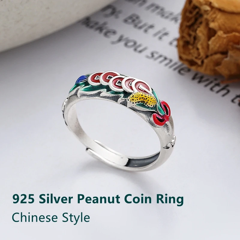 Langyan Ethnic 925 Sterling Silver Adjustbale Ring for Women Vintage Matte Craft Enamel Peanut Coin Luck Finger Rings Jewelry
Langyan Ethnic 925 Sterling Silver Adjustbale Ring for Women Vintage Matte Craft Enamel Peanut Coin Luck Finger Rings Jewelry