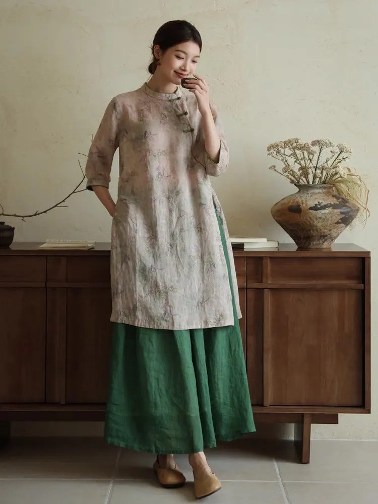 Artistic Retro Flax irt Women's Mid-Length New Summer Chinese Sle National Faion Buttoned irt Cotton Linen Blend Brea...
Artistic Retro Flax irt Women's Mid-Length New Summer Chinese Sle National Faion Buttoned irt Cotton Linen Blend Brea...