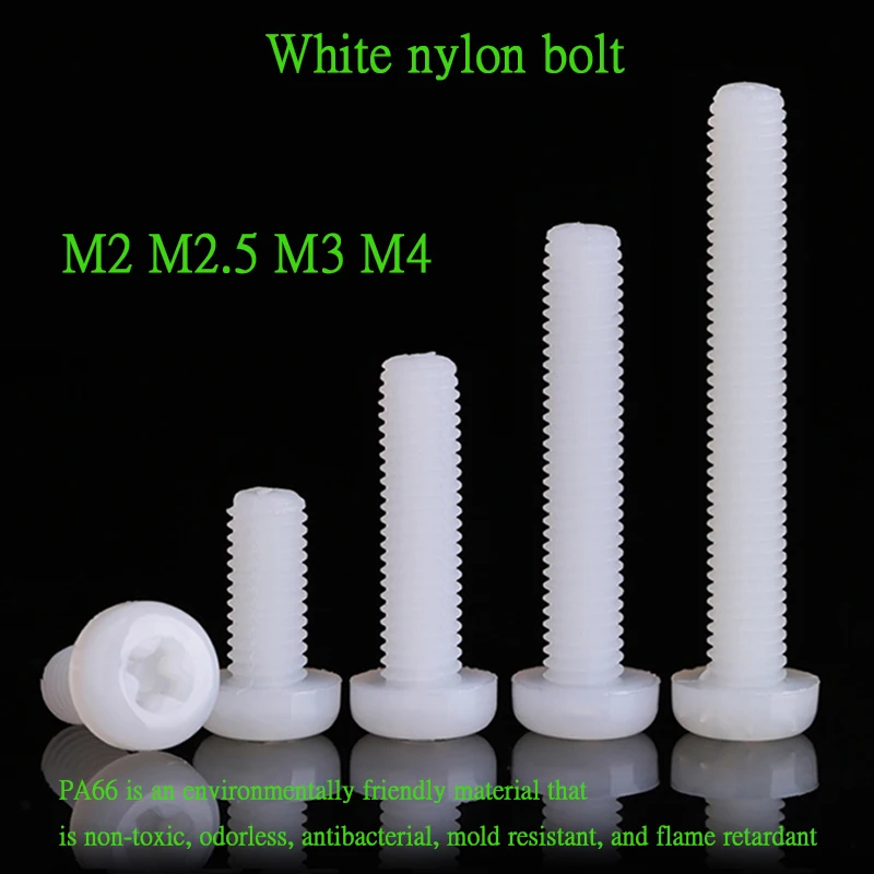 10/50pcs M2 M2.5 M3 M4 Metric Threaded White Nylon Plastic Environmental Protection Phillips Pan Head Cross Round Screw Bolt
10/50pcs M2 M2.5 M3 M4 Metric Threaded White Nylon Plastic Environmental Protection Phillips Pan Head Cross Round Screw Bolt