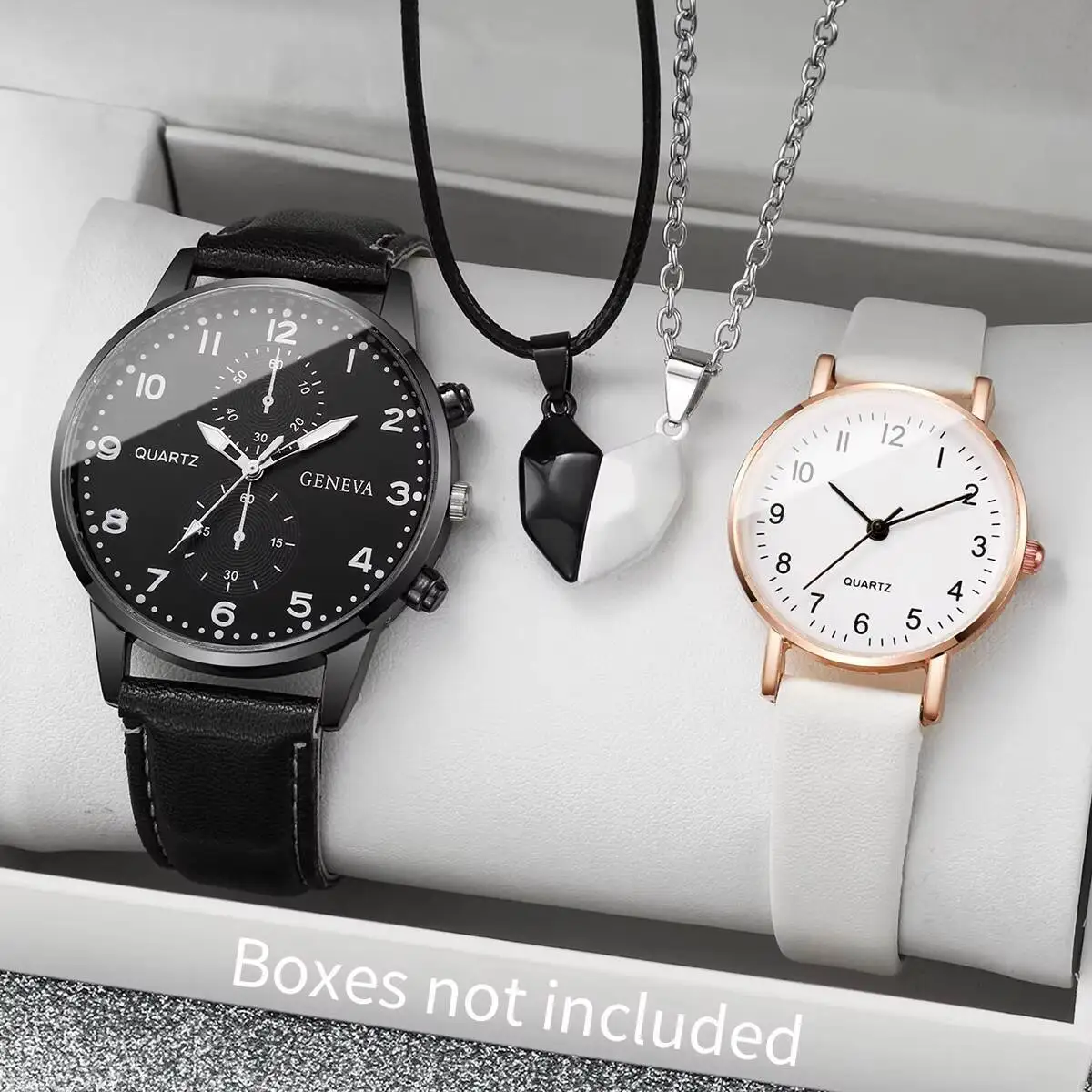 4PCS Couple's Watches Set Fashion Men Business Watch Casual Leather Strap Women WristWatches Necklaces Set(Without Box)
4PCS Couple's Watches Set Fashion Men Business Watch Casual Leather Strap Women WristWatches Necklaces Set(Without Box)