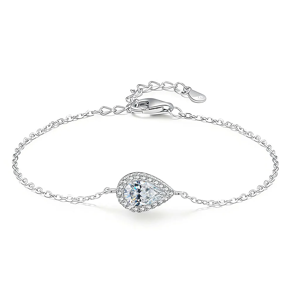 Water drop pear-shaped 80-point moissanite bracelet women's S925 silver cross chain bracelet, simple and versatile jewelry
Water drop pear-shaped 80-point moissanite bracelet women's S925 silver cross chain bracelet, simple and versatile jewelry