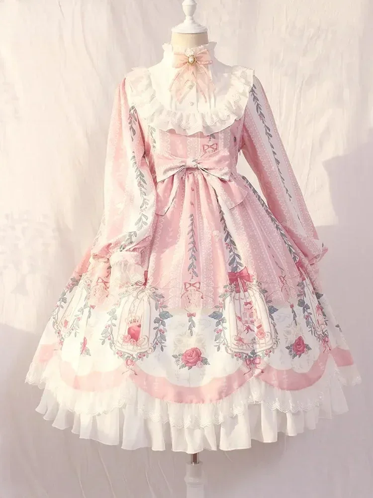 Kawaii Lolita Dress Long Sleeve Loose Flower Elegant Fashion Victorian Dress Women Bow Printed Summer Clothing Vestidos
Kawaii Lolita Dress Long Sleeve Loose Flower Elegant Fashion Victorian Dress Women Bow Printed Summer Clothing Vestidos