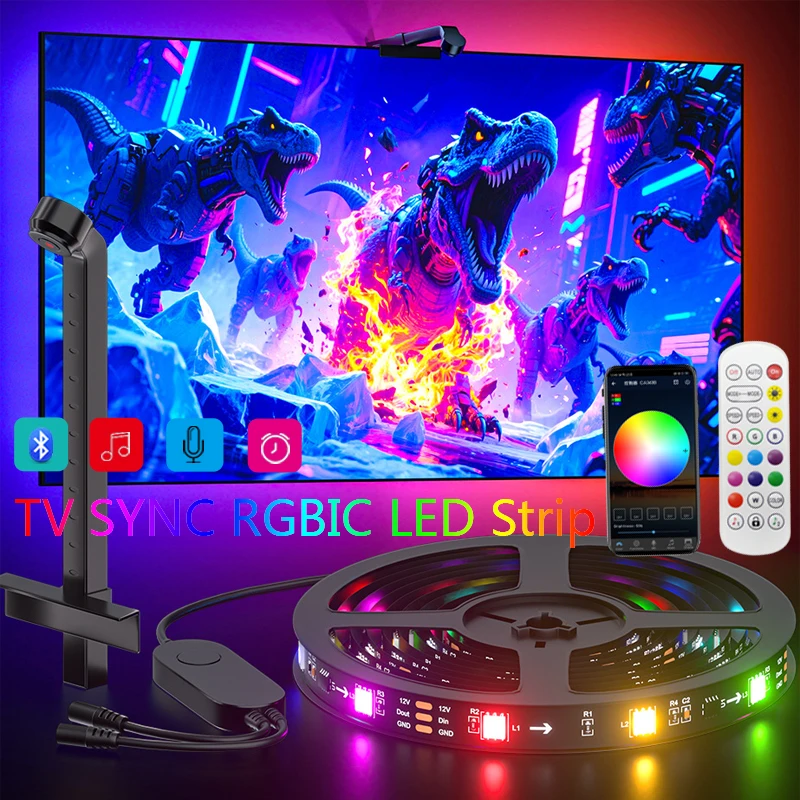 TV LED Backlight with Color Picking Sensor RGBIC LED Strip Light Bluetooth APP Remote Control Music SYNC Smart Atmosphere Lights
TV LED Backlight with Color Picking Sensor RGBIC LED Strip Light Bluetooth APP Remote Control Music SYNC Smart Atmosphere Lights