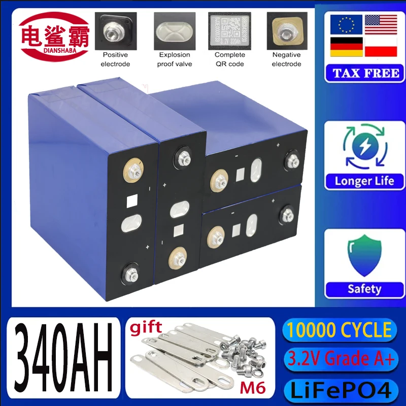 3.2V nut type, lithium iron phosphate battery, 340AH ultra large capacity, suitable for RV camping, golf, solar energy systems
3.2V nut type, lithium iron phosphate battery, 340AH ultra large capacity, suitable for RV camping, golf, solar energy systems