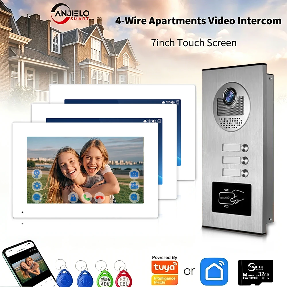 ANJIELO 7" 1080P Tuya WiFi Video Intercom Multi-Unit Intelligent Door Phone Metal Shell Doorbell Home Security System
ANJIELO 7" 1080P Tuya WiFi Video Intercom Multi-Unit Intelligent Door Phone Metal Shell Doorbell Home Security System