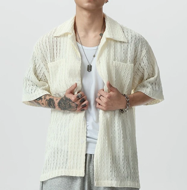 Delicate Hollow Jacquard Short Sleeve Shirt Men's 2026 Summer Versatile Cuban Collar Shirt
Delicate Hollow Jacquard Short Sleeve Shirt Men's 2026 Summer Versatile Cuban Collar Shirt