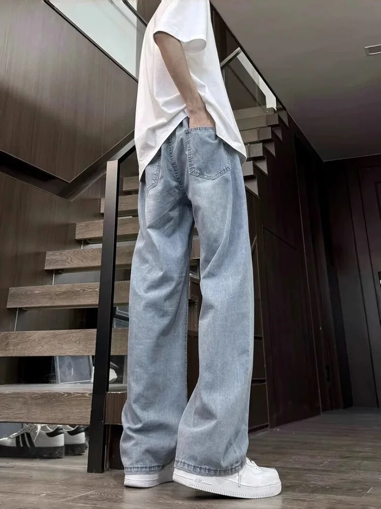 Larseal Light Blue Soft Silk Denim Jeans Men's Summer Thin Cool Tall Loose Straight Leg Wide Leg Pants Youth Faion
Larseal Light Blue Soft Silk Denim Jeans Men's Summer Thin Cool Tall Loose Straight Leg Wide Leg Pants Youth Faion
