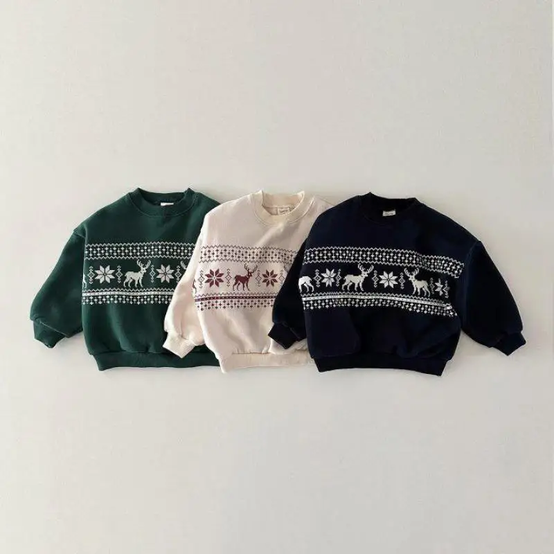 Winter New Children Fleece Sweatshirt Christmas Snowflake Deer Print Plus Velvet Thick Kids Pullover Boys Girls Warm Tops
Winter New Children Fleece Sweatshirt Christmas Snowflake Deer Print Plus Velvet Thick Kids Pullover Boys Girls Warm Tops