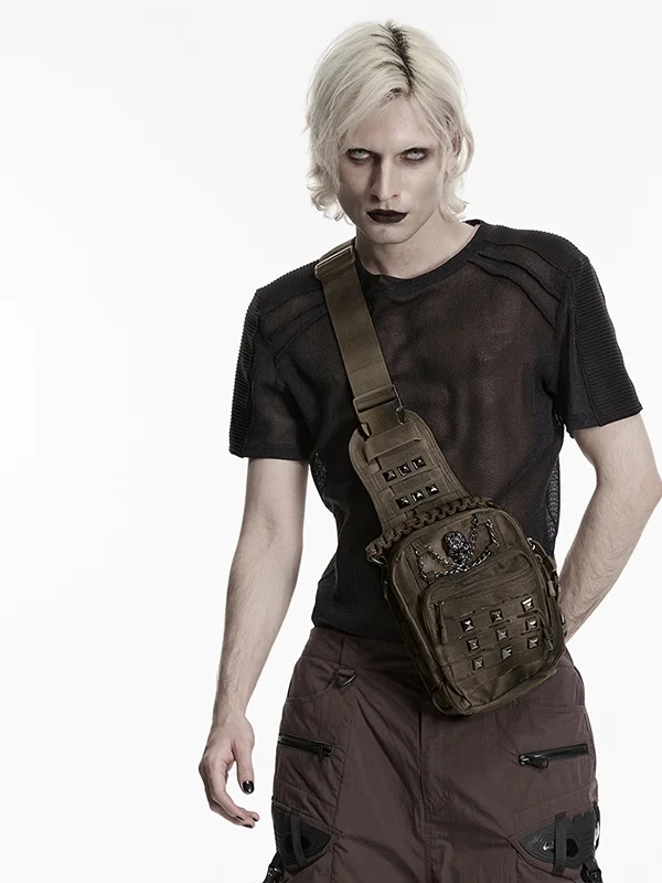 Men's Gothic Style Outdoor Functional Crossbody Bag Single Shoulder Dark Series Rivet Design Vintage Aged Leather Bag
Men's Gothic Style Outdoor Functional Crossbody Bag Single Shoulder Dark Series Rivet Design Vintage Aged Leather Bag