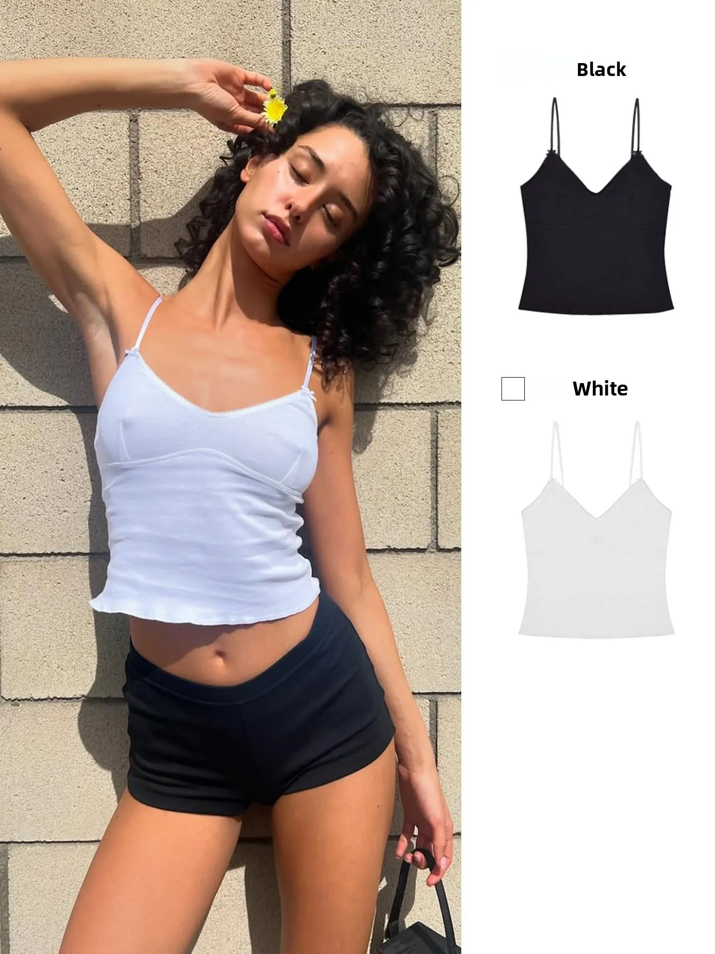 White Lace Trim V-Neck Waist-Cinching Vest Strap CleanFit Classic Style Short Top Women's Fashion Summer Cotton Knot
White Lace Trim V-Neck Waist-Cinching Vest Strap CleanFit Classic Style Short Top Women's Fashion Summer Cotton Knot