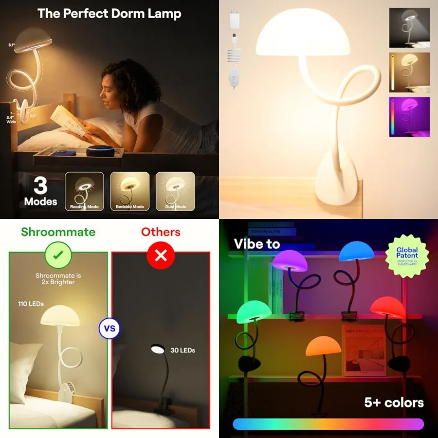 Shroommate Clip On Light and Bed Headboard Lamp, Bedside Table Lamp for Dorm, College Dorm Room Essentials, Night Light for Nur
Shroommate Clip On Light and Bed Headboard Lamp, Bedside Table Lamp for Dorm, College Dorm Room Essentials, Night Light for Nur